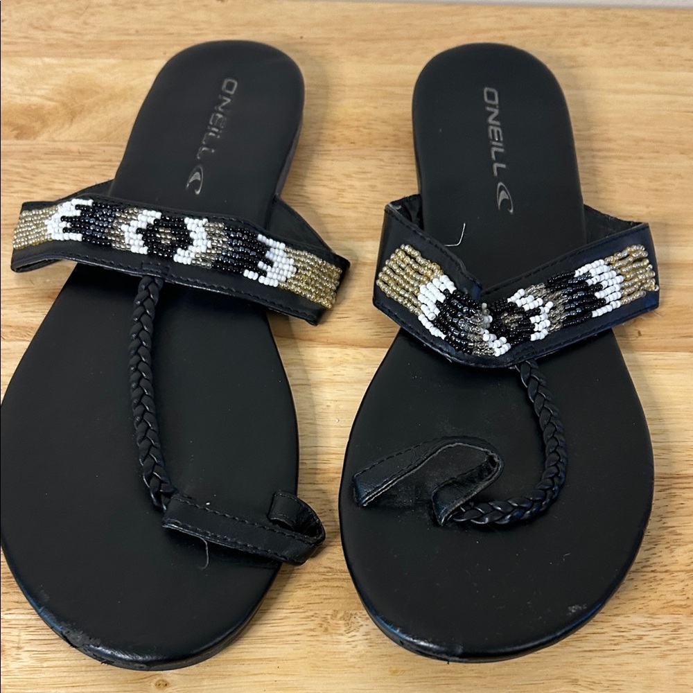 O'Neill Black Beaded Sandals
